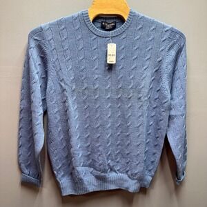Brooks Brothers Saxxon Wool Cable Knit Sweater Mens Large Blue T560D NWT
